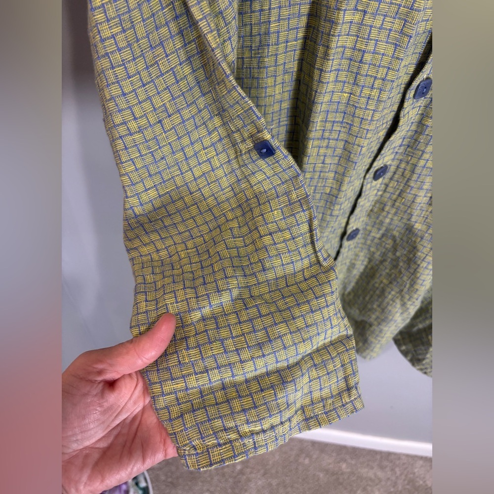 Flax Green Plaid Casual Button Down Shirt - Picture 5 of 7